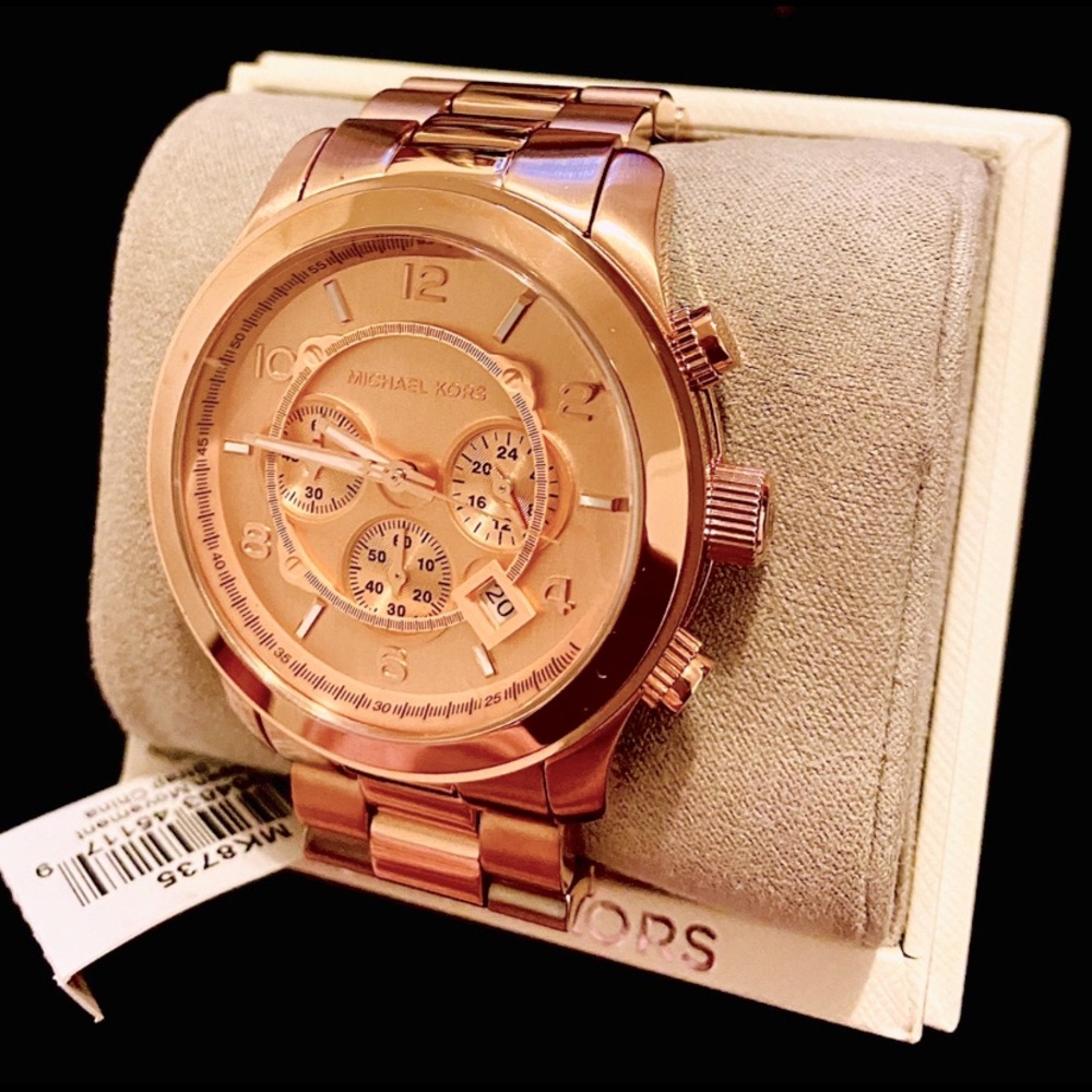 BNIB w/LINKS MICHAEL KORS ROSE GOLD RUNWAY CHRONO